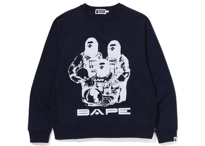 BAPE Relaxed Fit Space System Crewneck Navy