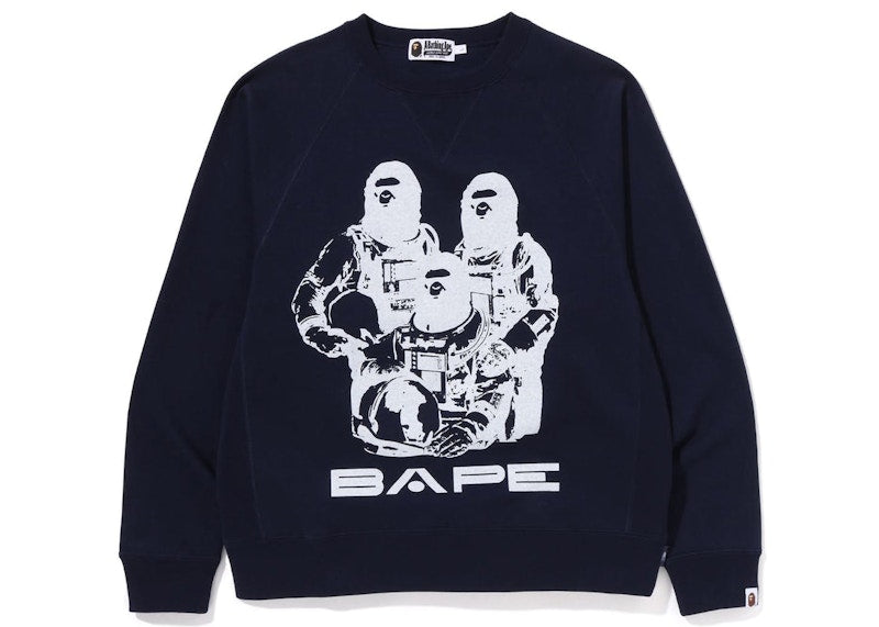 BAPE Relaxed Fit Space System Crewneck Navy