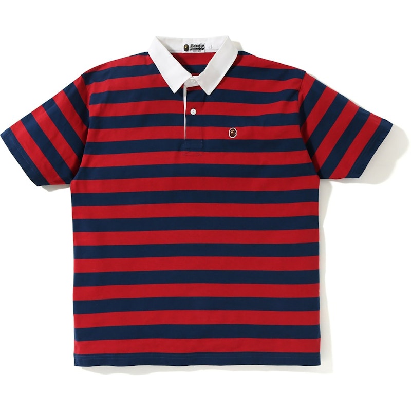 BAPE Relaxed Hoop Rugby S/S Shirt Red