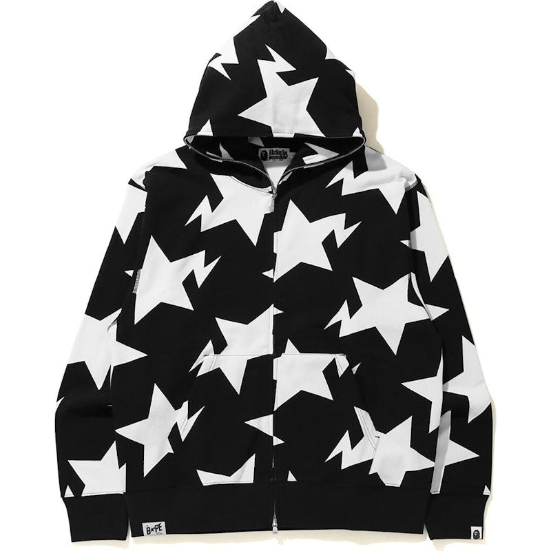 BAPE Relaxed STA Pattern Full Zip Hoodie Black