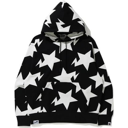 BAPE Relaxed STA Pattern Pullover Hoodie Black