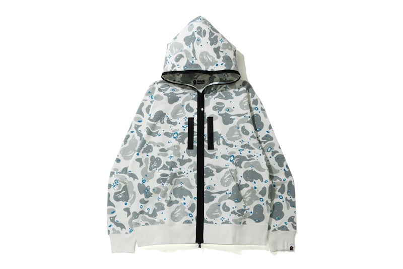 BAPE Relaxed Space Camo Full Zip Hoodie White