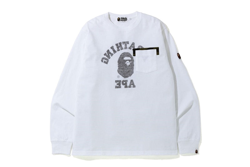 BAPE Reverse College Long Sleeve Tee White
