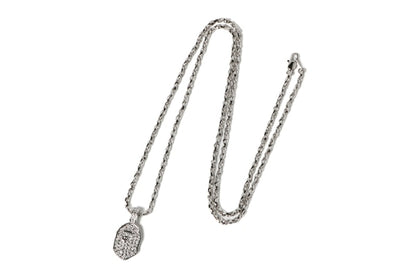 BAPE Rhinestone Ape Head Necklace Silver
