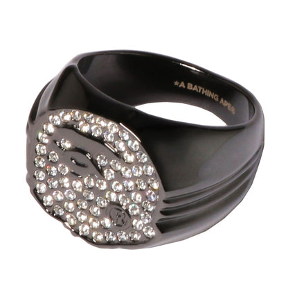 BAPE Rhinestone Ape Head Ring Black
