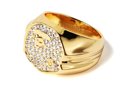 BAPE Rhinestone Ape Head Ring Gold