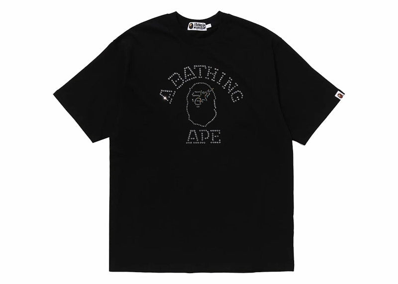 BAPE Rhinestone College Relaxed Fit Tee Black