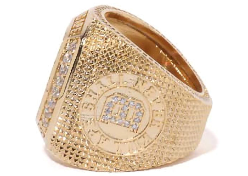 BAPE Rhinestone College Ring Gold