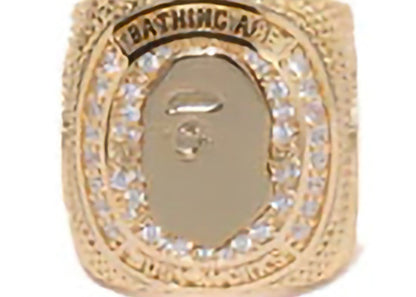BAPE Rhinestone College Ring Gold