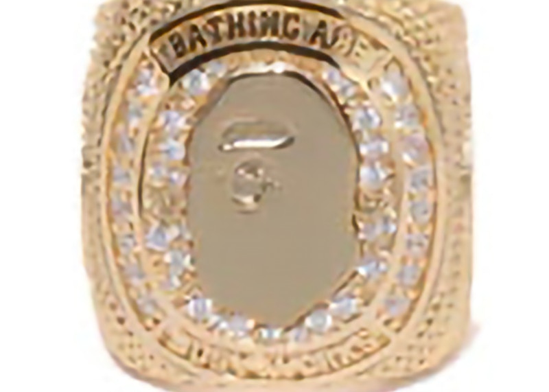 BAPE Rhinestone College Ring Gold