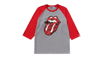 BAPE Rolling Stones 3/4 Sleeve Tee Red