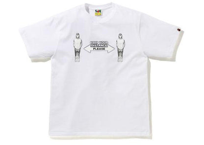 BAPE SOCIAL DISTANCE Shark Figure Tee White