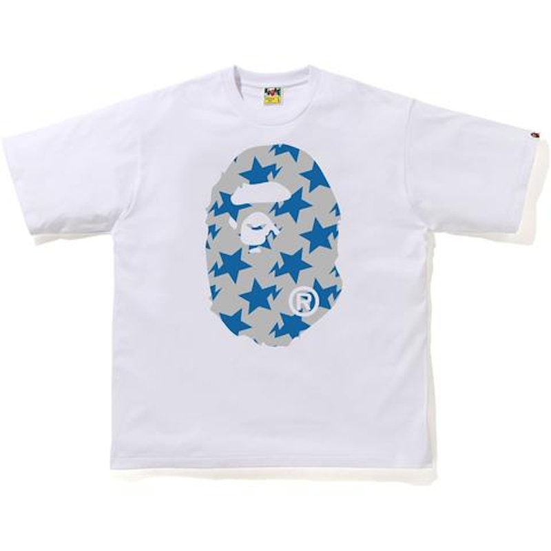 BAPE STA Pattern Big Ape Head Relaxed Tee White/Gray