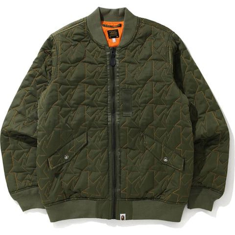 BAPE STA Quilting Bomber Jacket Olivedrab