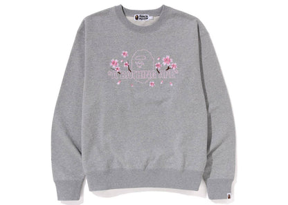 BAPE Sakura A Bathing Ape Relaxed Fit Crewneck (SS23) Grey