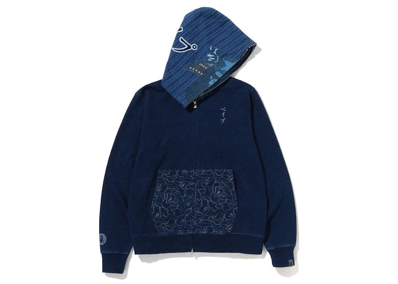 BAPE Samurai Indigo Full Zip Hoodie Indigo