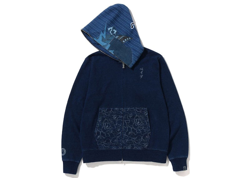 BAPE Samurai Indigo Full Zip Hoodie Indigo
