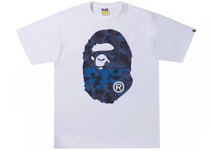 BAPE Sand Camo Big Ape Head Tee White/Navy