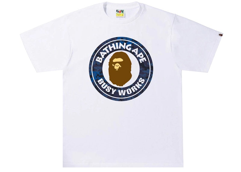 BAPE Sand Camo Busy Works Tee White/Navy