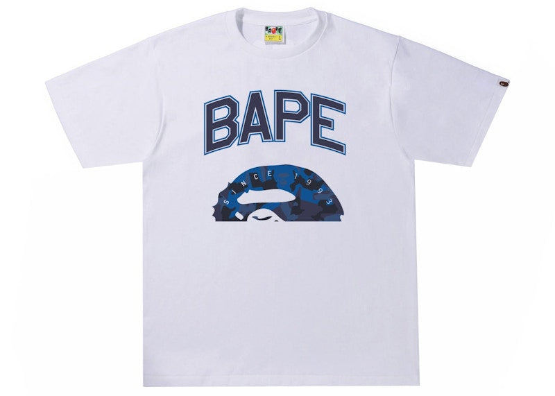 BAPE Sand Camo Half Ape Head Tee White/Navy