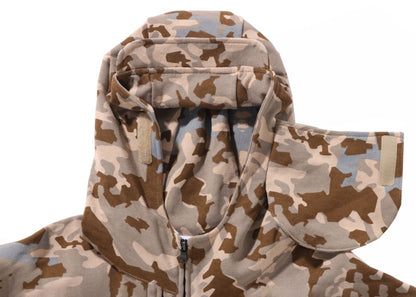 BAPE Sand Camo Military Relaxed Fit Full Zip Mask Hoodie Beige