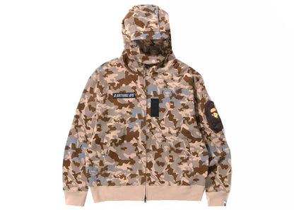 BAPE Sand Camo Military Relaxed Fit Full Zip Mask Hoodie Beige