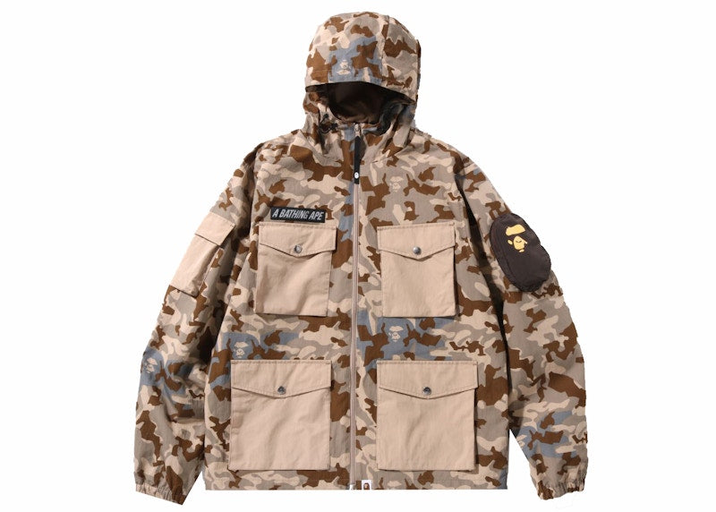 BAPE Sand Camo Multi Pocket Hoodie Jacket Beige