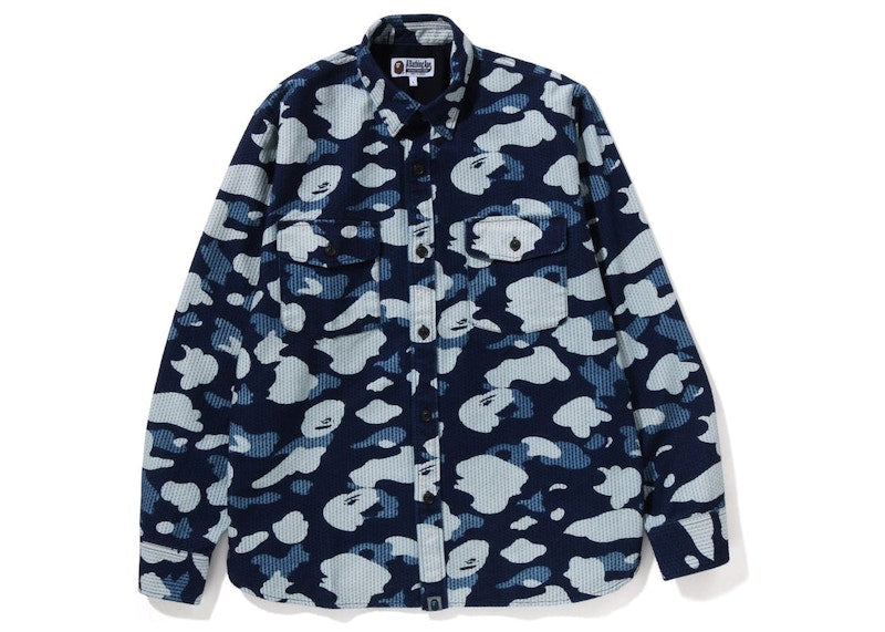 BAPE Sashiko Camo Relaxed Fit Shirt Indigo