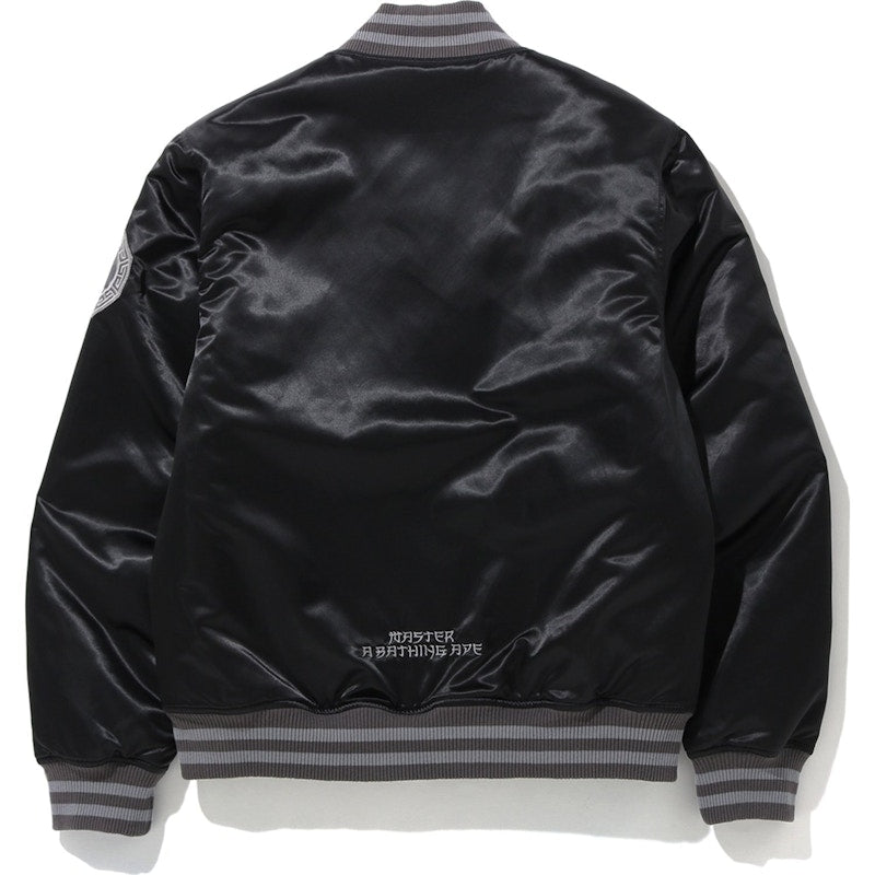 BAPE Satin Varsity Jacket Black