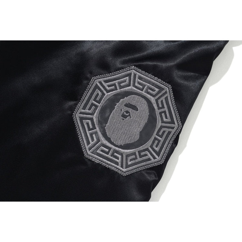 BAPE Satin Varsity Jacket Black