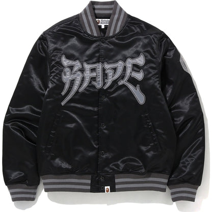 BAPE Satin Varsity Jacket Black