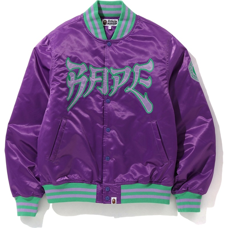 BAPE Satin Varsity Jacket Purple