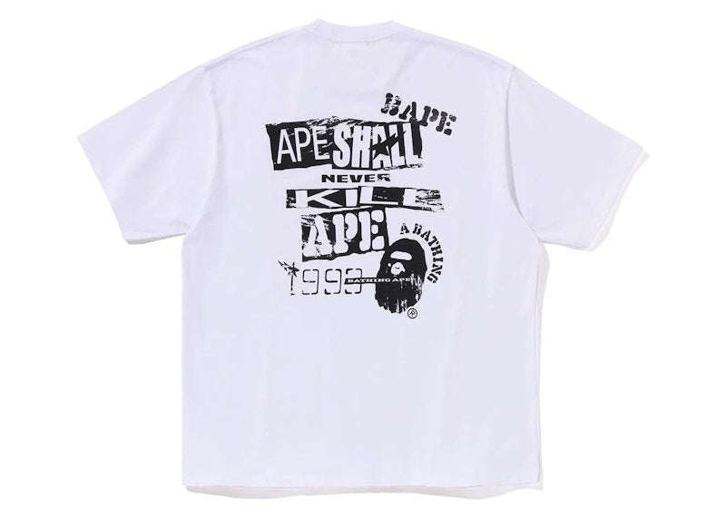BAPE Screen Print Stencil Logo Relaxed Fit Tee White