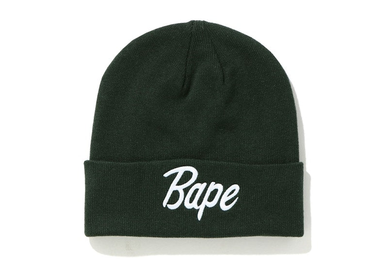 BAPE Script Knit Beanie Green