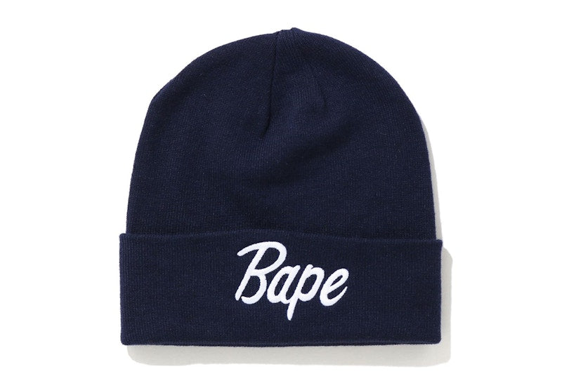 BAPE Script Knit Beanie Navy
