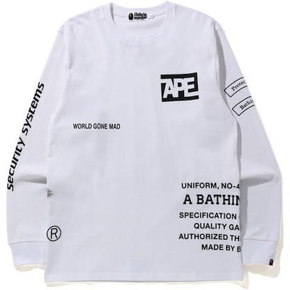 BAPE Security Multi Print L/S Tee White