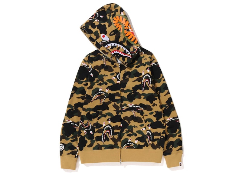 BAPE Shark 1St Camo Shark Full Zip Hoodie (SS23) Yellow