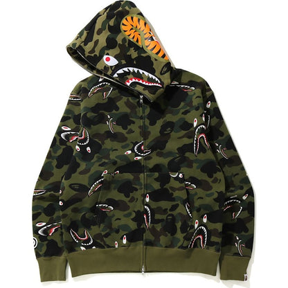 BAPE Shark 1st Camo Shark Relaxed Full Zip Hoodie Green