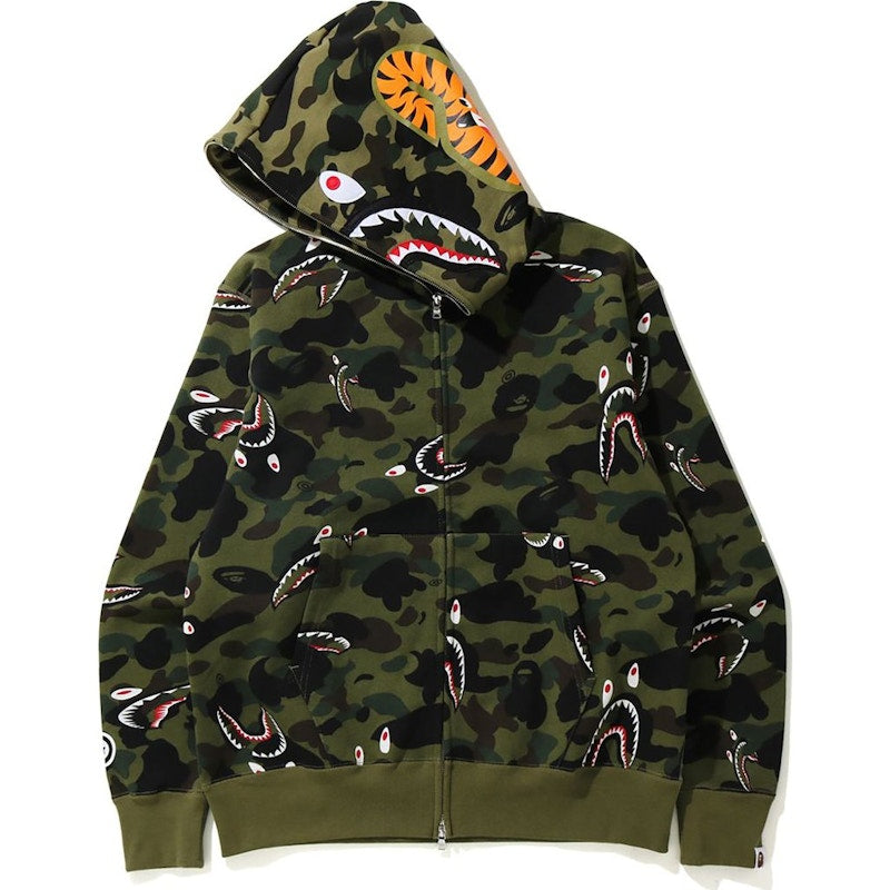 BAPE Shark 1st Camo Shark Relaxed Full Zip Hoodie Green