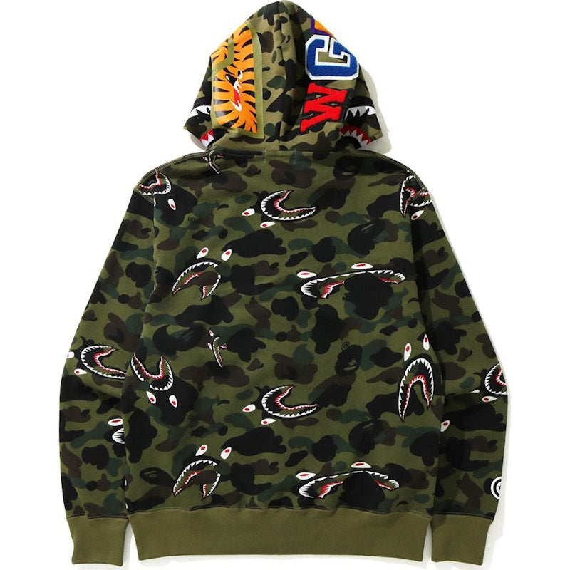 BAPE Shark 1st Camo Shark Relaxed Full Zip Hoodie Green