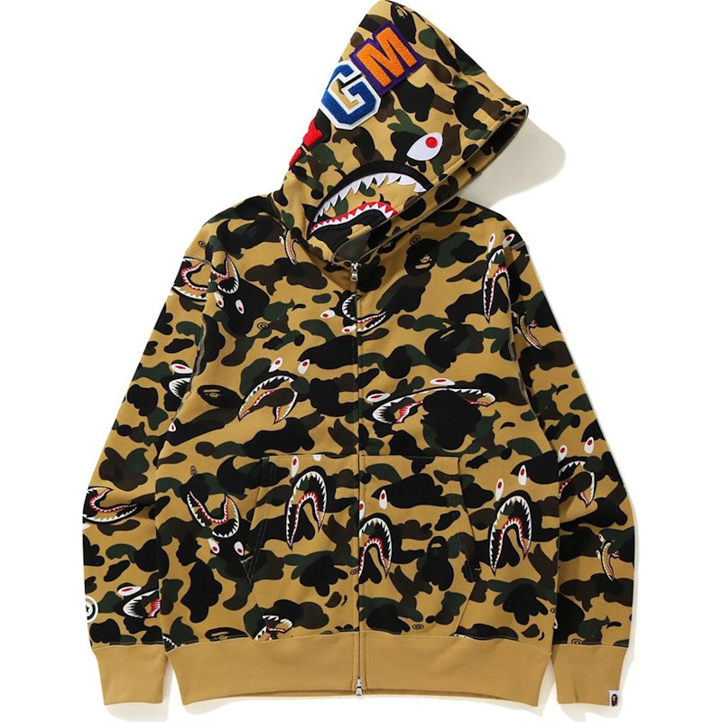 BAPE Shark 1st Camo Shark Relaxed Full Zip Hoodie Yellow