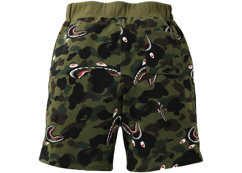 BAPE Shark 1st Camo Wide Sweatshort Green