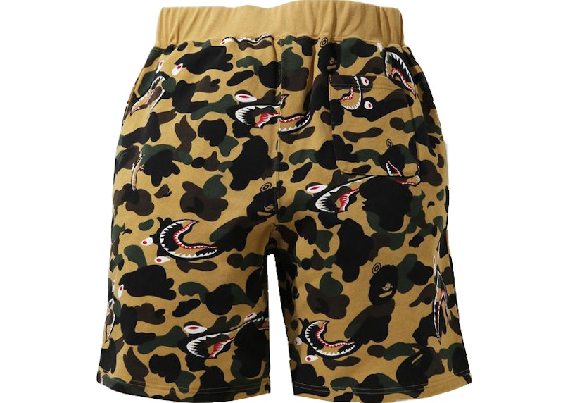 BAPE Shark 1st Camo Wide Sweatshort Yellow