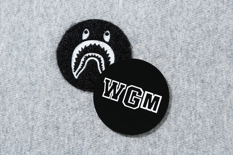 BAPE Shark Emblem Pullover Hoodie Grey
