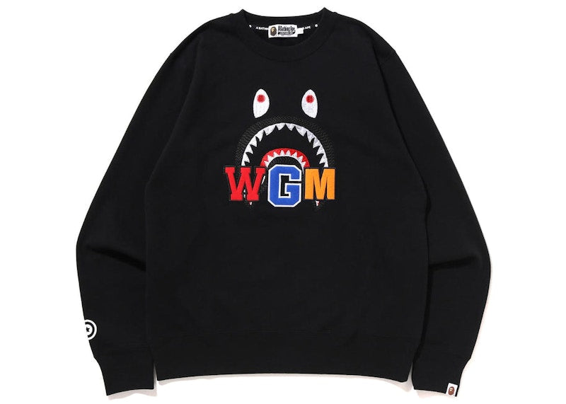 BAPE Shark Embroidery Crewneck Sweatshirt (FW22) Black