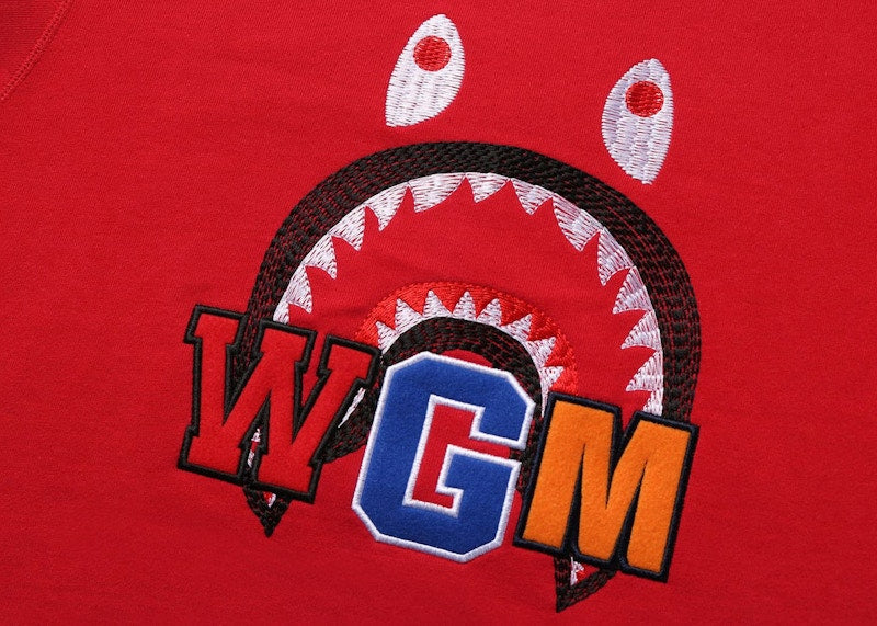 BAPE Shark Embroidery Crewneck Sweatshirt (FW22) Red