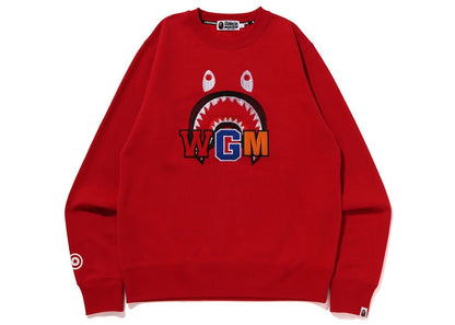 BAPE Shark Embroidery Crewneck Sweatshirt (FW22) Red