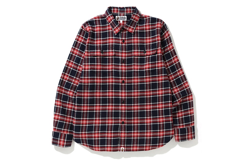 BAPE Shark Flannel Check Shirt (FW19) Red