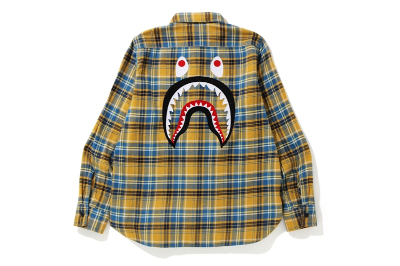 BAPE Shark Flannel Check Shirt (FW19) Yellow