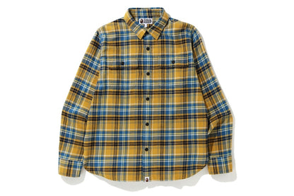 BAPE Shark Flannel Check Shirt (FW19) Yellow